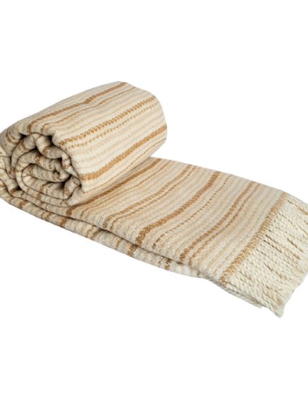 Manta Nepal Bege Com Franja - Image 1