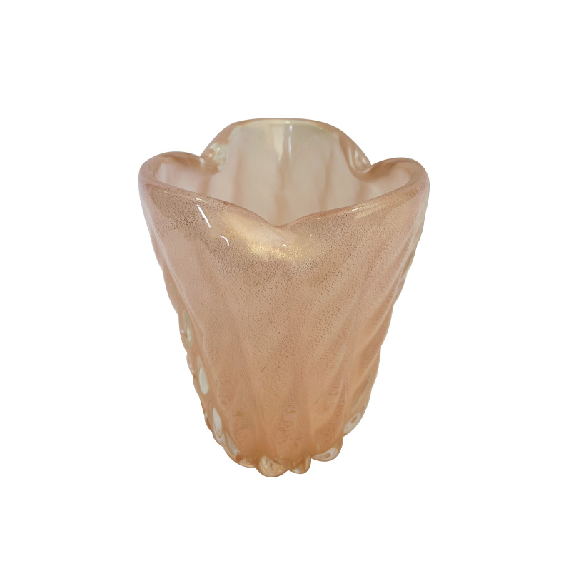Vaso Murano Pérola Com Ouro P 26482