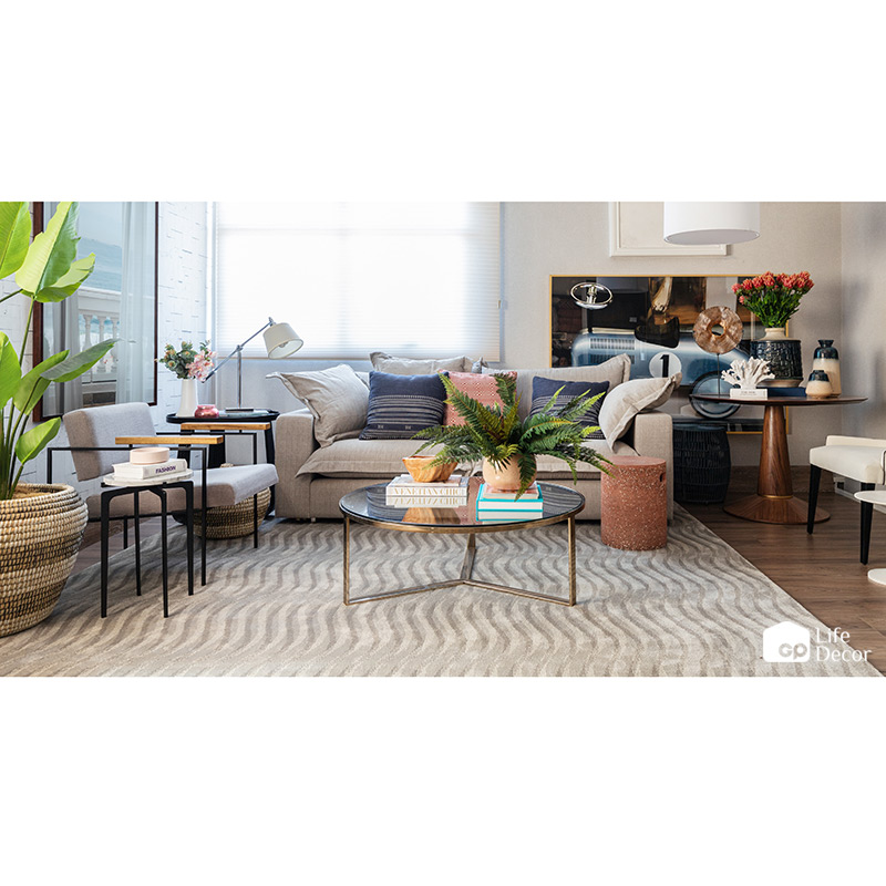 Ambiente decorado com modelo de sofá viscoelástico Lazy