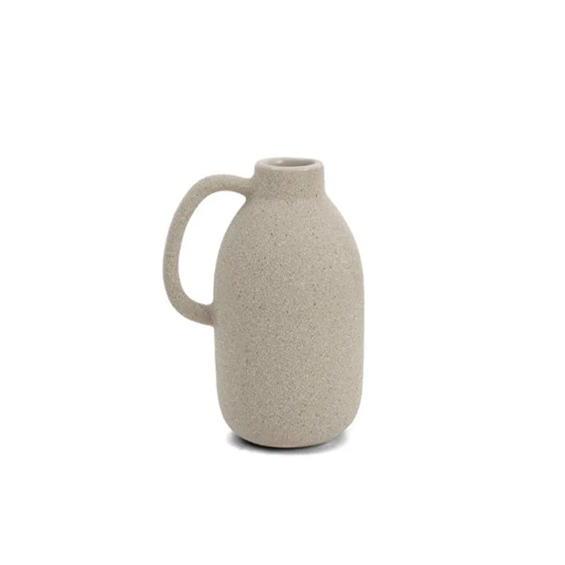 Mini Vaso Cerâmica Cinza Alça