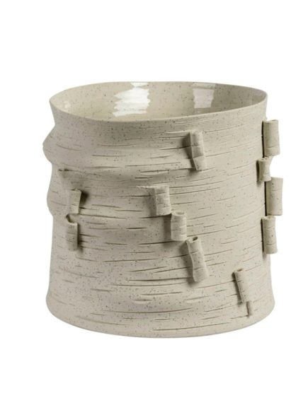 Cachepot Rolinhos Cerâmica Cru