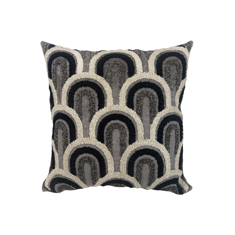 Almofada Rústica Chumbo Boucle Preto 52x52cm