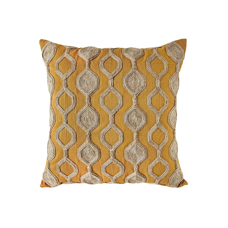 Almofada Linho Mostarda Bordado Rami