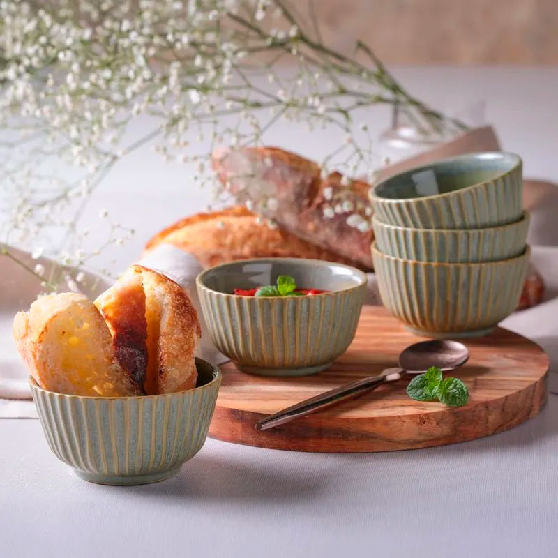 Ramequim Cerâmica Linhas Verde Granite 170ml