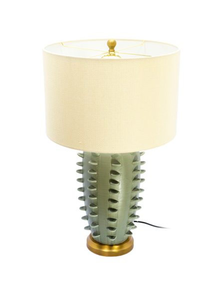 Abajur Cerâmica Verde Metal Dourado