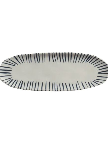 Travessa Orgânica Cerâmica Elemento Azul G 36x13cm - Imagem 2