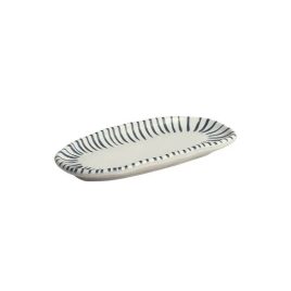 Travessa Orgânica Cerâmica Elemento Azul P 23x11cm