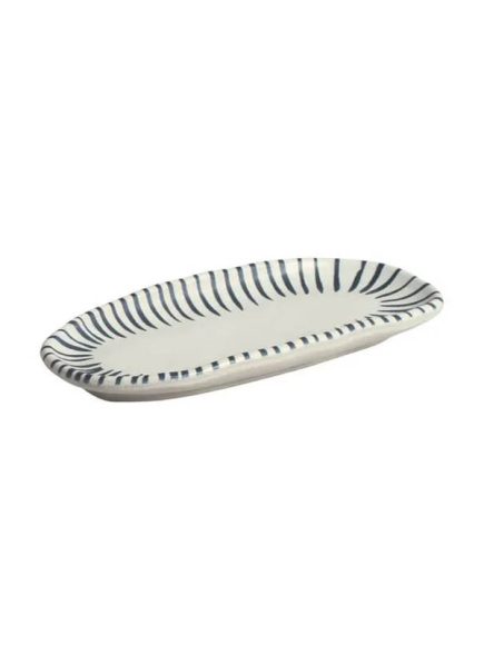 Travessa Orgânica Cerâmica Elemento Azul P 23x11cm - Imagem 1