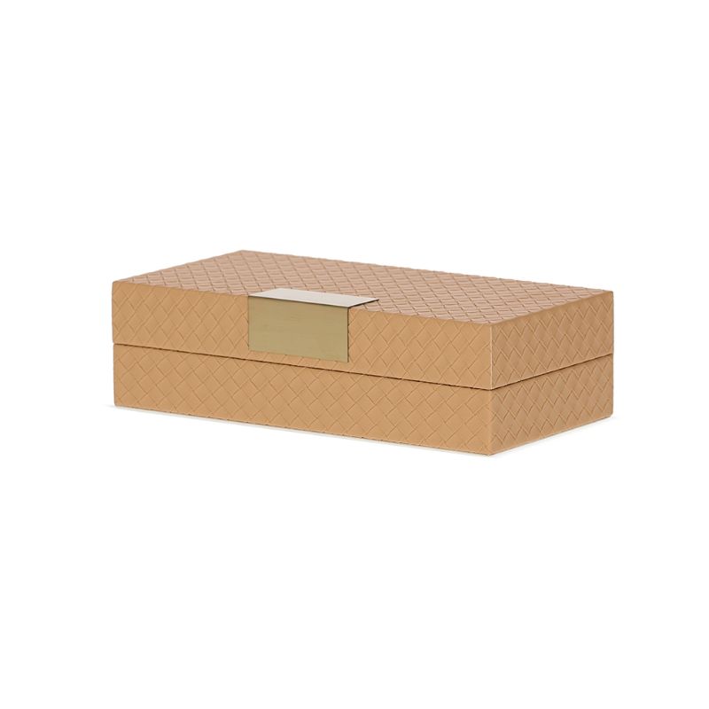 Caixa Decorativa Bege Puxador Dourado P