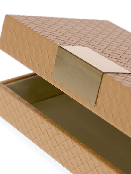 Caixa Decorativa Bege Puxador Dourado P - Imagem 3