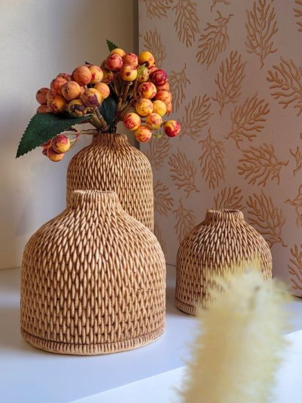 Mini Vaso Texturizado Cor Telha