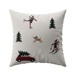 Almofada Veludo Bege Estampa Natal