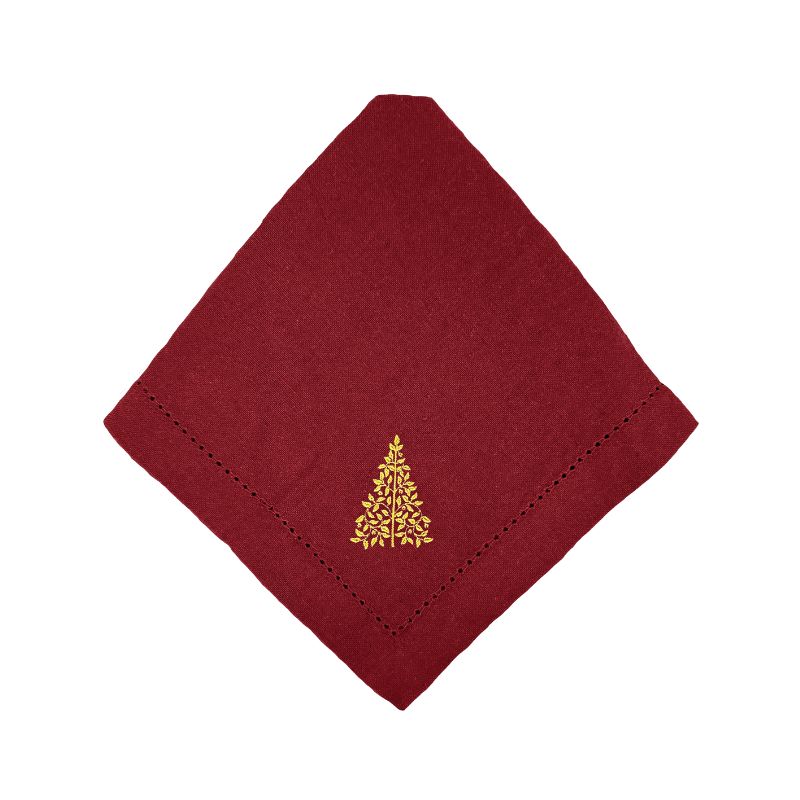 Guardanapo Algodão Ajour Vermelho Árvore 40cm