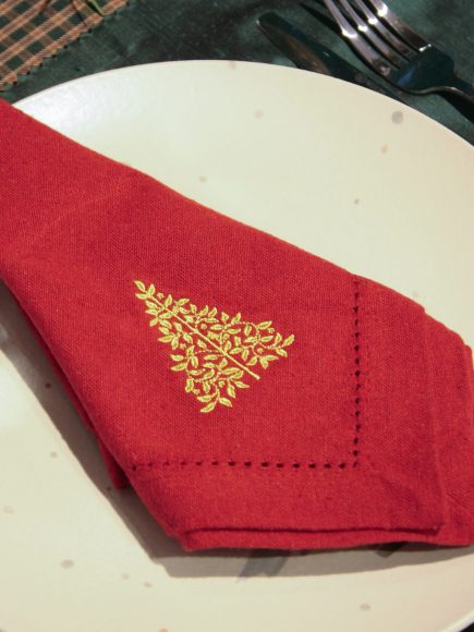 Guardanapo Algodão Ajour Vermelho Árvore 40cm - Image 1