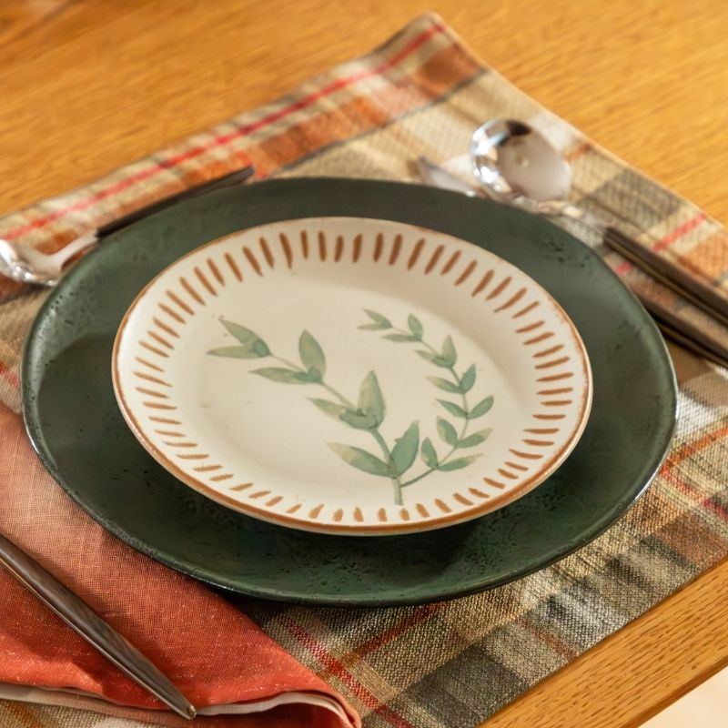 Prato Sobremesa Cerâmica Magari Estampa Planta Ø 20cm