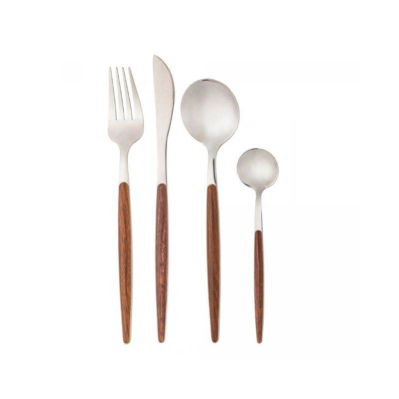 Faqueiro Organic Inox Estampa Madeira 24 Peças